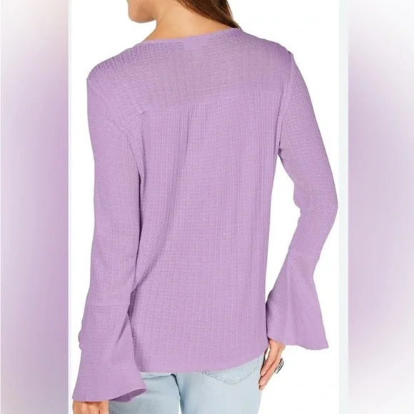 NWOT $69 Style & Co. NWOT Purple Relaxed Ruched Long Sleeve Blouse - Picture 3 of 5